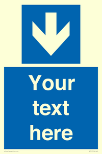 Custom Directional signage blue down arrow 